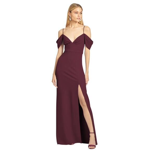 Sachin & Babi Brittany Stretch Crepe Deep Wine Gown Womens Size 10 - Picture 1 of 13
